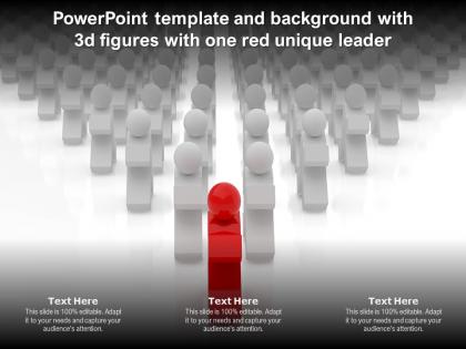 Powerpoint template and background with 3d figures with one red unique leader