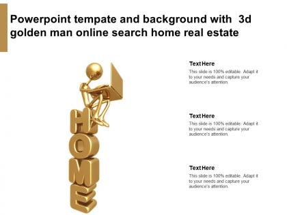 Powerpoint template and background with 3d golden man online search home real estate