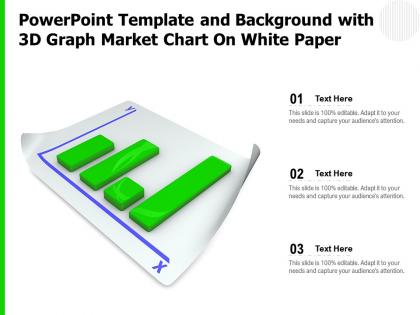 Powerpoint template and background with 3d graph market chart on white paper