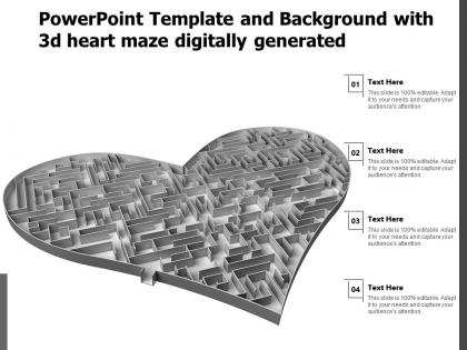 Powerpoint template and background with 3d heart maze digitally generated