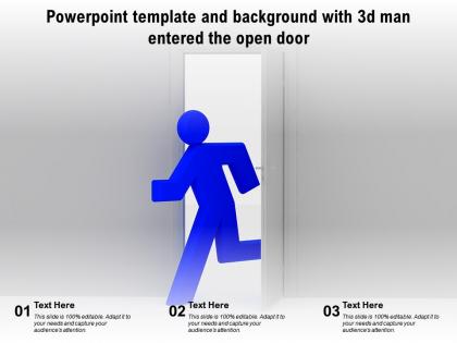 Powerpoint template and background with 3d man entered the open door