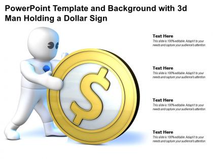 Powerpoint template and background with 3d man holding a dollar sign