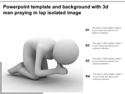 Powerpoint template and background with 3d man praying in lap isolated image