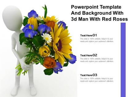 Powerpoint template and background with 3d man with red roses