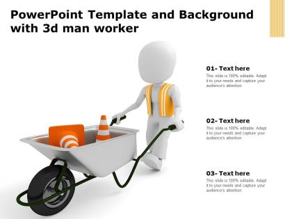 Powerpoint template and background with 3d man worker