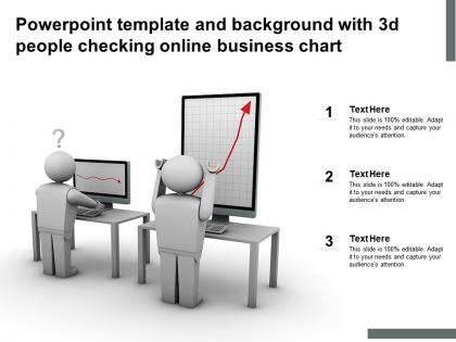 Powerpoint template and background with 3d people checking online business chart