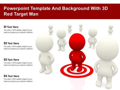 Powerpoint template and background with 3d red target man