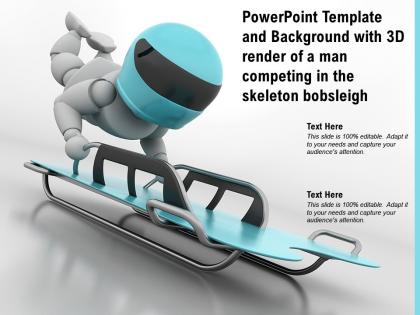 Powerpoint template and background with 3d render of a man competing in the skeleton bobsleigh