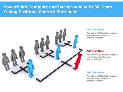 Powerpoint template and background with 3d team taking positions concept statement