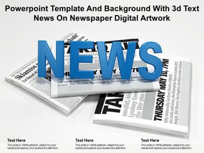 Powerpoint template and background with 3d text news on newspaper digital artwork