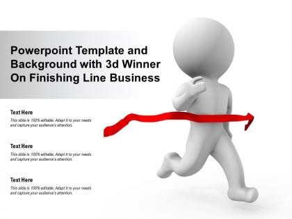 Powerpoint template and background with 3d winner on finishing line business