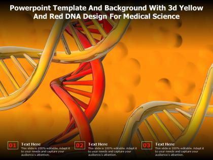 Powerpoint template and background with 3d yellow and red dna design for medical science