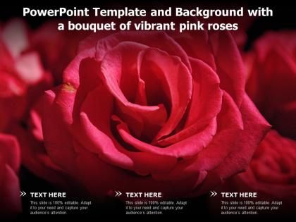 Powerpoint template and background with a bouquet of vibrant pink roses