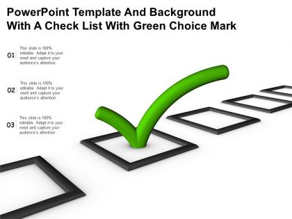 Powerpoint template and background with a check list with green choice mark