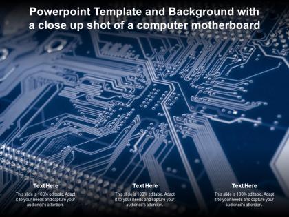 Powerpoint template and background with a close up shot of a computer motherboard