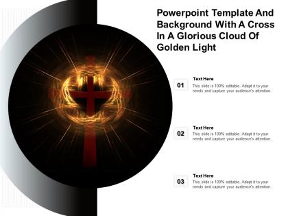 Powerpoint template and background with a cross in a glorious cloud of golden light