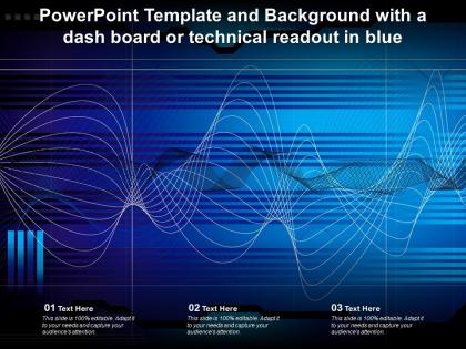 Powerpoint template and background with a dash board or technical readout in blue