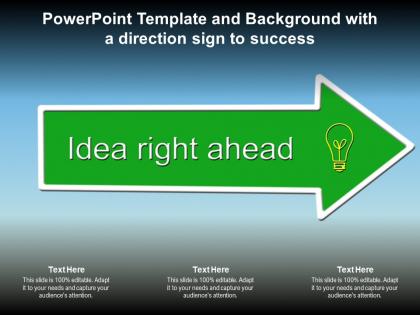 Powerpoint template and background with a direction sign to success