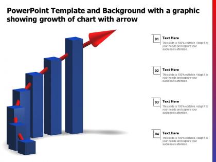 Powerpoint template and background with a graphic showing growth of chart with arrow