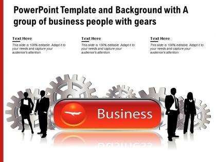 Powerpoint template and background with a group of business people with gears