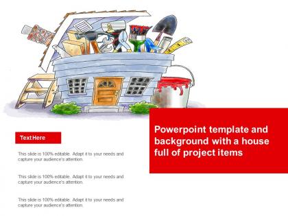 Powerpoint template and background with a house full of project items