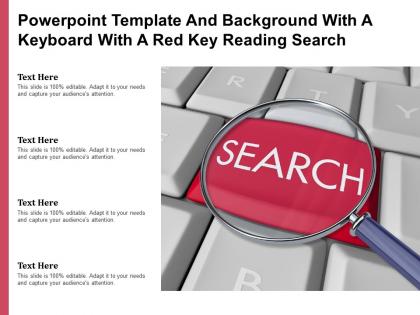 Powerpoint template and background with a keyboard with a red key reading search