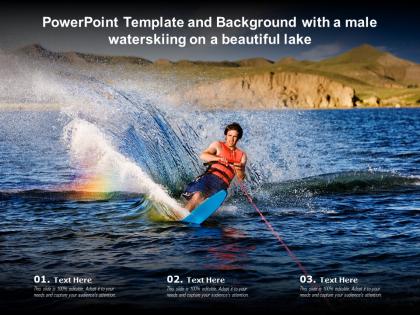 Powerpoint template and background with a male waterskiing on a beautiful lake