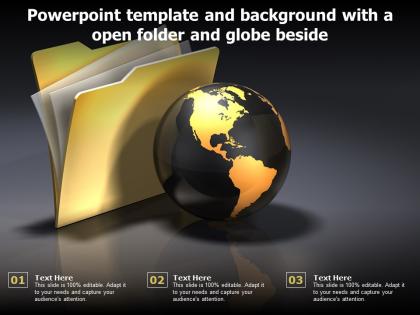 Powerpoint template and background with a open folder and globe beside