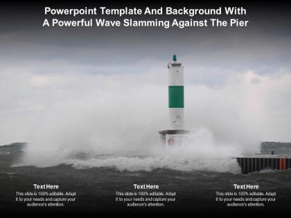 Powerpoint template and background with a powerful wave slamming against the pier