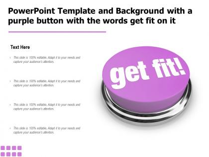 Powerpoint template and background with a purple button with the words get fit on it