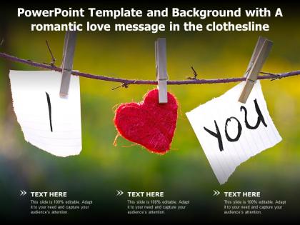 Powerpoint template and background with a romantic love message in the clothesline