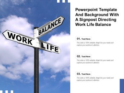 Powerpoint template and background with a signpost directing work life balance