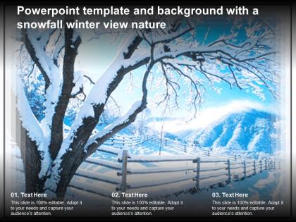 Powerpoint template and background with a snowfall winter view nature