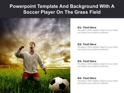 Powerpoint template and background with a soccer player on the grass field