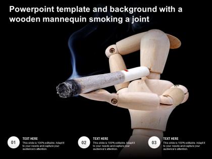 Powerpoint template and background with a wooden mannequin smoking a joint