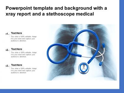 Powerpoint template and background with a xray report and a stethoscope medical