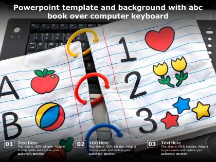 Powerpoint template and background with abc book over computer keyboard