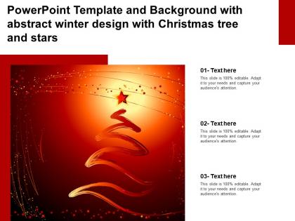 Powerpoint template and background with abstract winter design with christmas tree and stars