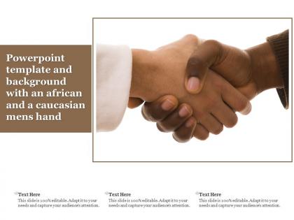 Powerpoint template and background with an african and a caucasian mens hand