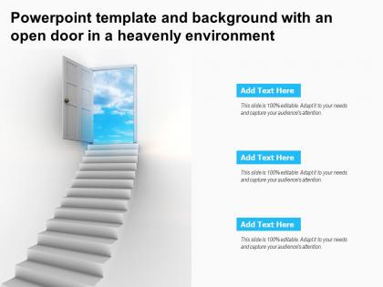 Powerpoint template and background with an open door in a heavenly environment