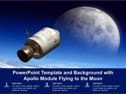 Powerpoint template and background with apollo module flying to the moon