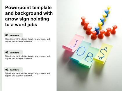 Powerpoint template and background with arrow sign pointing to a word jobs