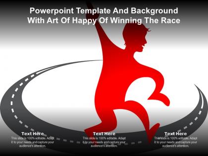 Powerpoint template and background with art of happy of winning the race