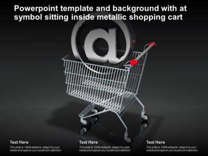 Powerpoint template and background with at symbol sitting inside metallic shopping cart