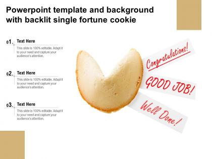 Powerpoint template and background with backlit single fortune cookie