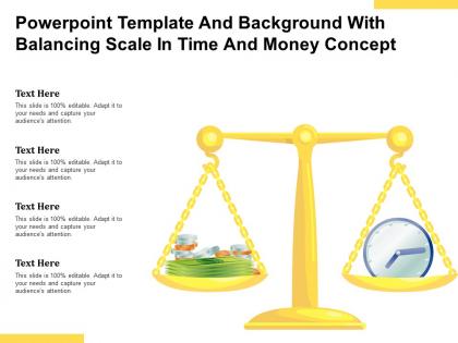 Powerpoint template and background with balancing scale in time and money concept