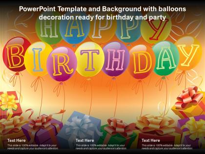 Powerpoint template and background with balloons decoration ready for birthday and party