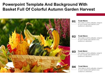 Powerpoint template and background with basket full of colorful autumn garden harvest