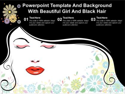Powerpoint template and background with beautiful girl and black hair
