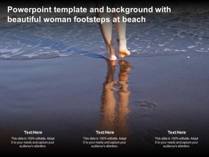 Powerpoint template and background with beautiful woman footsteps at beach